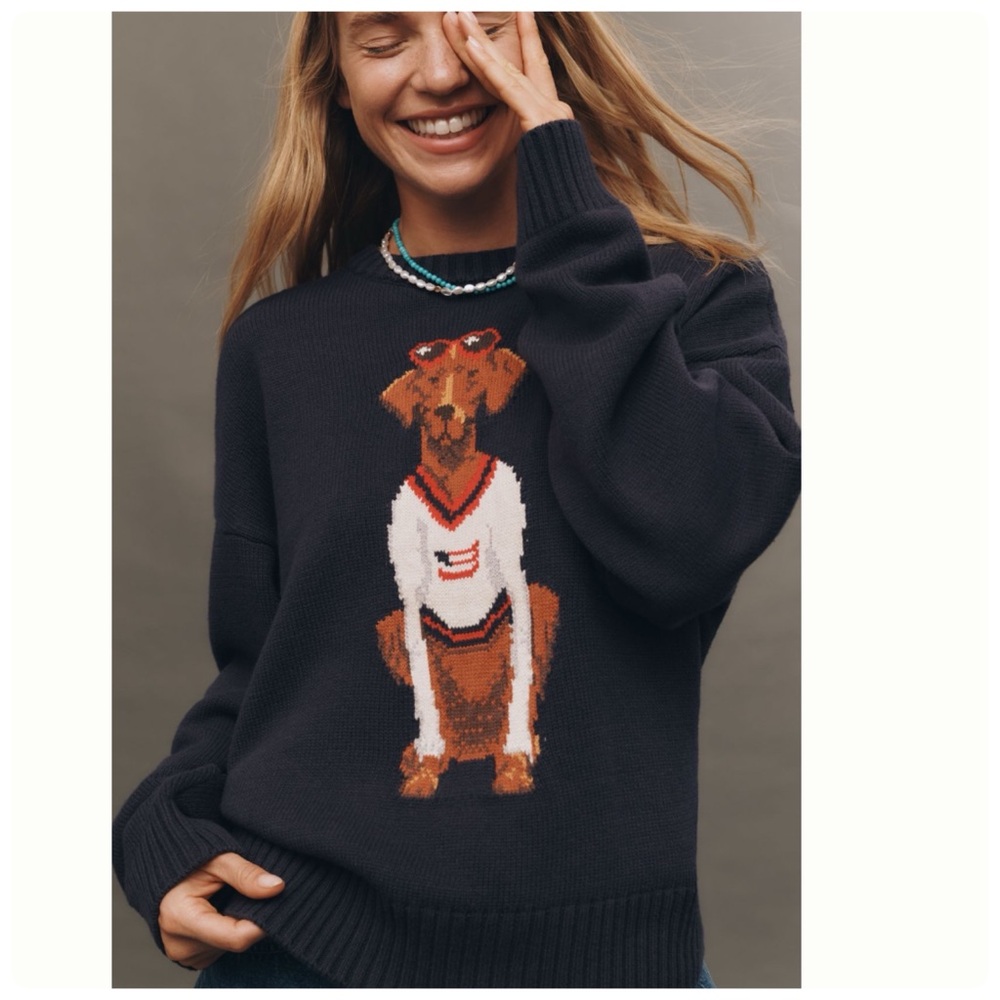 NWT Anthropologie Porridge Jolene Pullover Americana Dog Sweater size 1X